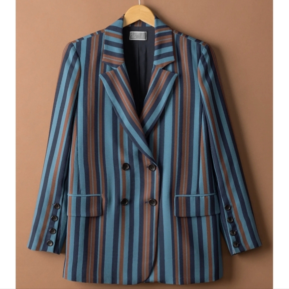 Nordstrom Chelsea28 Striped Double-Breasted Blazer Size Small - Picture 1 of 9